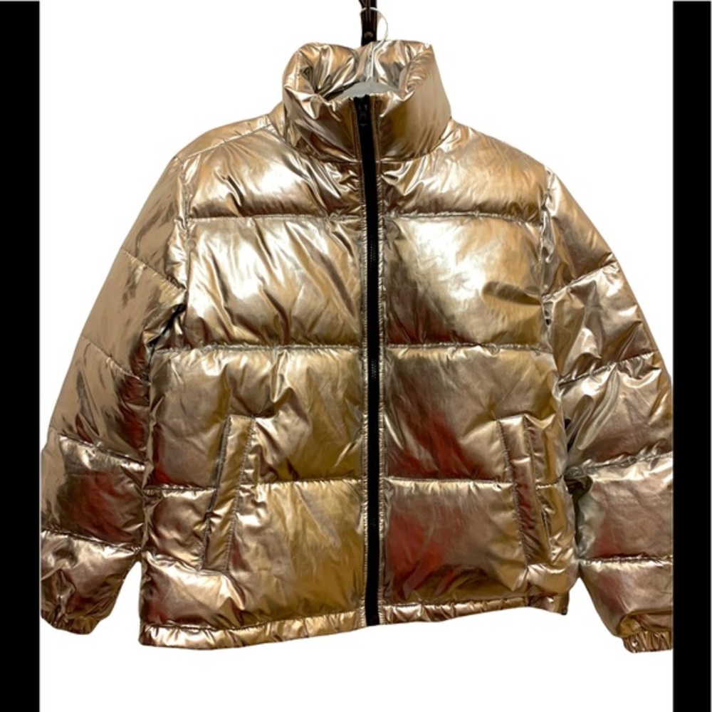 Forever21 Silver Puffer Jacket NWT Size S